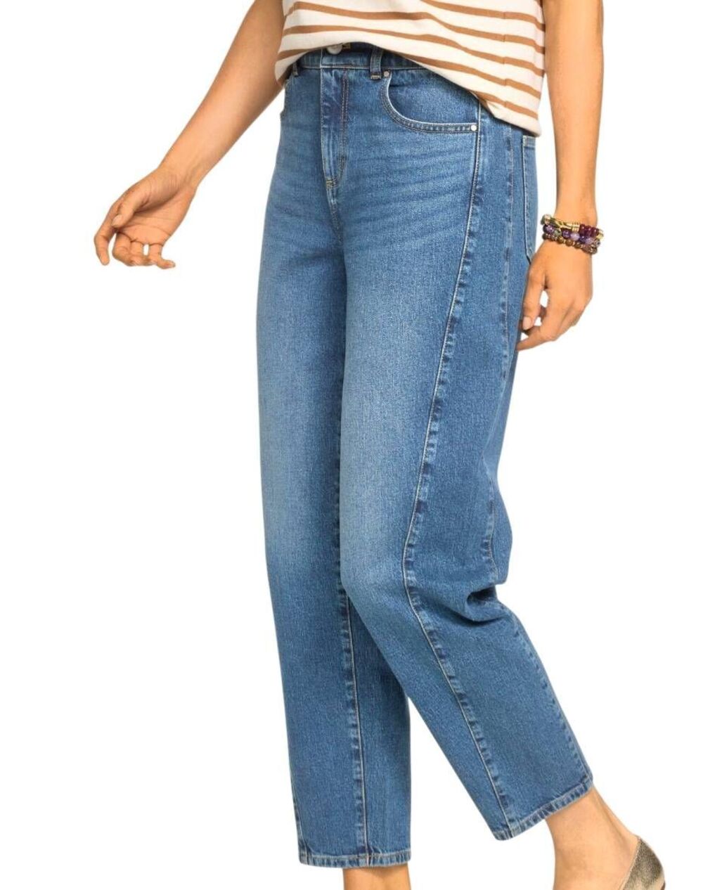 Talbots Jeans Women's 16 Petite Blue Relaxed Tapered Barrel Leg Lyocell